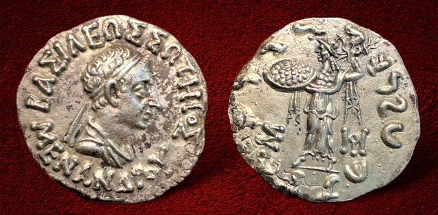 Indo-Greek Kingdom. Menander I Soter. Circa 155-130 BC. AR Drachm. Scarce