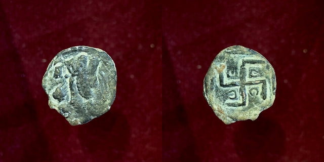 Hunnic Tribes, Kidarites, Gandhara. Circa 380-400 AD. Square AE Unit. Extremely Rare at this condition.