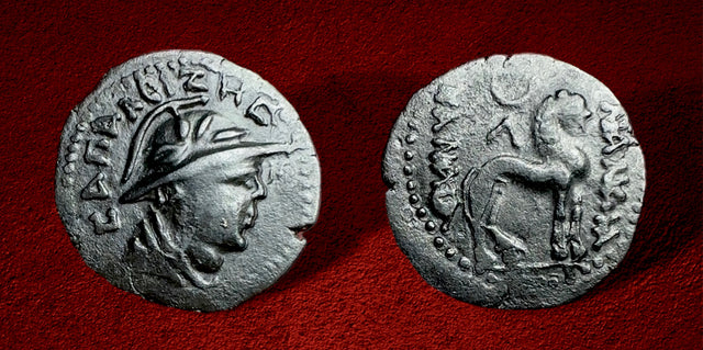 Bactria, Yueh-Chi. Sapadbizes. Late 1st century BC. AR Hemidrachm. Superb