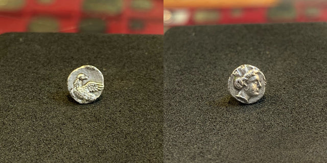 Baktria, Pre-Seleukid Era. Uncertain Local Issues. Circa 305-294 BC. AR Obol. Extremely Rare and Superb example.