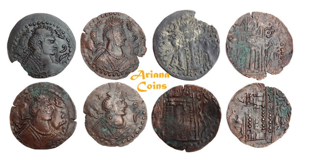 Hunnic Tribes, Nezak Huns. 'Nezak Shah'. Circa 500-600. Lot of 4 AE Drachms.