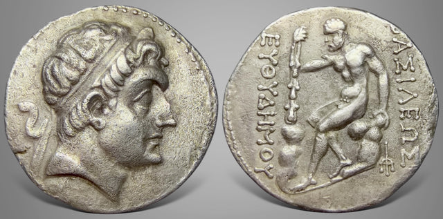 Bactrian Kingdom. Euthydemos I. (Circa 225-200 BC). AR Tetrdradrachm. A significant piece of history.