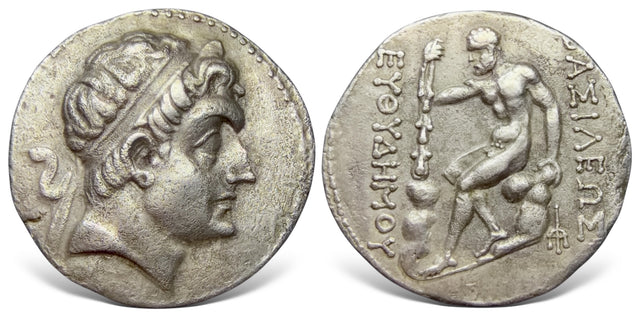 Bactrian Kingdom. Euthydemos I. (Circa 225-200 BC). AR Tetrdradrachm. A significant piece of history.