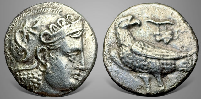 Bactria, Local issues in the Oxus region, Sophytes Eagle Series. (circa 246/5-239/8 BCE). AR drachm. Bargain price this nice.