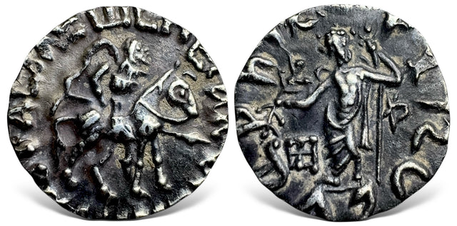 Indo-Skythians, Spalirises, with Azes. (Circa 60-58 BC). AR Drachm