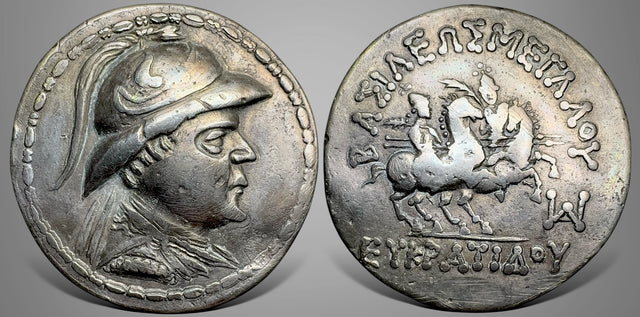 Baktrian Kings. Eukratides I. (Circa 170-145 BC). AR Tetradrachm. Hellenistic bust at bargain price.