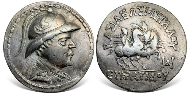 Baktrian Kings. Eukratides I. (Circa 170-145 BC). AR Tetradrachm. Hellenistic bust at bargain price.