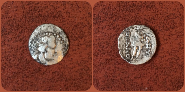 India, Kushans, Yueh-Chi, Heraios or Kujula Kadphises Circa AD 1-30/50. AR Obol. Rare.