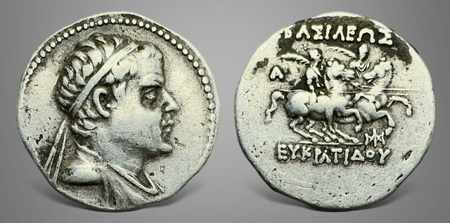 Baktrian Kings. Eukratides I. Circa 170-145 BC. AR Drachm.