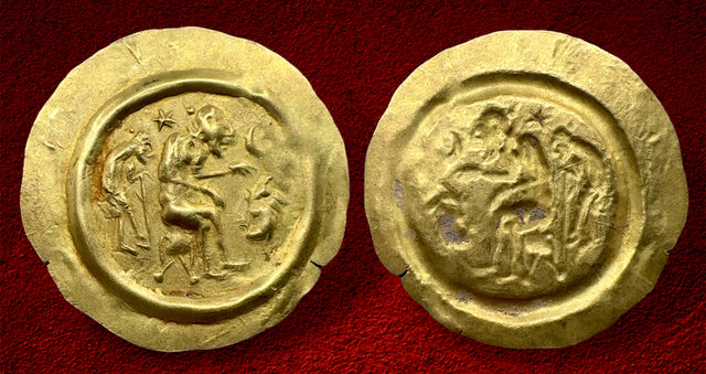 Hunnic Tribes, Silk Road Region. Circa 5th-8th centuries. AV Gold Bracteate. Superb, Unique and very interesting
