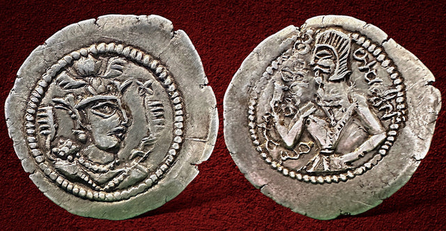 Hunnic Tribes, Alchon Huns Proper Hephthalite with Prince of Hephthalite. Circa 475-560, AR drachm. Finest condition