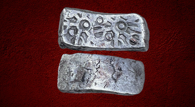 India, Gandhara Taxila, AR shatamanabent bent bar, Circa 500-300 BC. Bargain price.