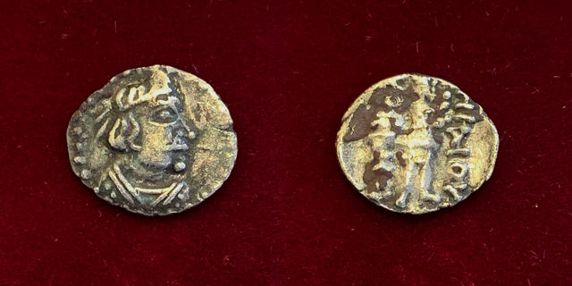 India, Kushans, Yueh-Chi, Heraios or Kujula Kadphises Circa AD 1-30/50. AR Obol. Rare this nice.