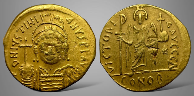 Silk Road Region, Local issues. (Circa 6th-7th centuries). Imitation of Justinian I (527-565 AD). AV Solidus Extremely Rare