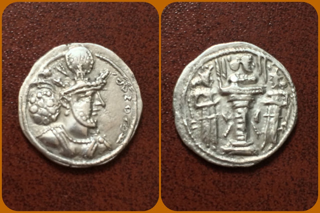 Sasanian Kings Shahpur II. AD 309-379. AR Drachm. nice example