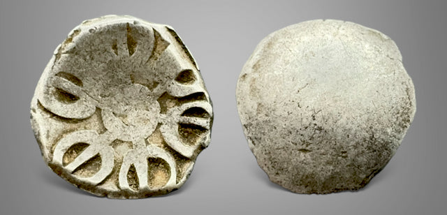 India, Pre-Mauryan, Achaemenid issues in Kabul Gandhara Taxila (500-400 BC). AR Shatamana fraction.