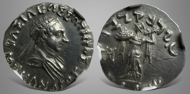 Indo-Greek Kingdom. Menander I Soter. (Circa 155-130 BC). AR Drachm. NGC Graded Ch XF.