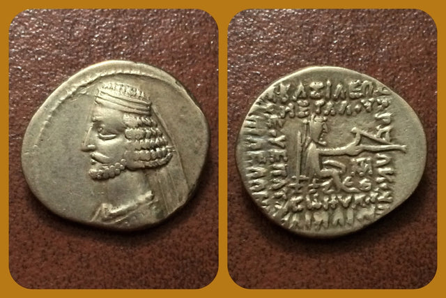 Parthian Kings, Mithradates IV. 58/7-55 BC. AR Drachm. Mithradatkart mint.