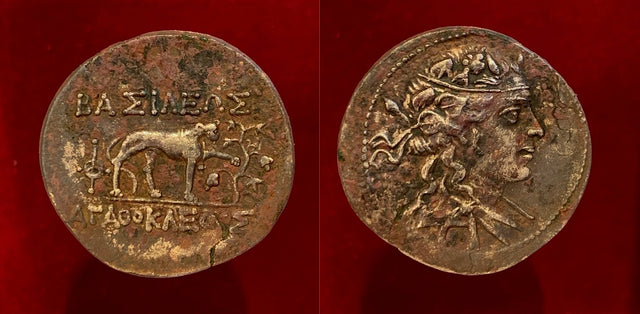 Baktria, Greco-Baktrian Kingdom. Agathokles Dikaios. Circa 185-175 BC. CU-NI Double Unit
