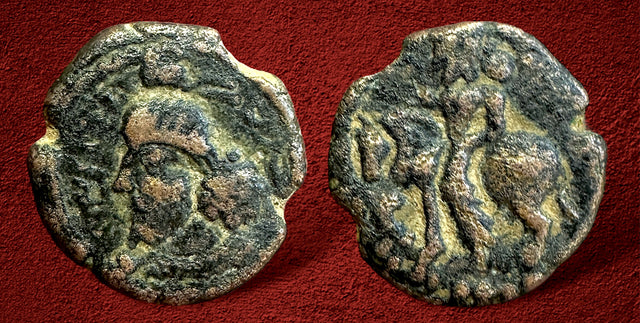 Kushano Sasanians, Kings of Merv under Shapur I AD 240-270. AE unit. Extremely RARE with LEFT bust