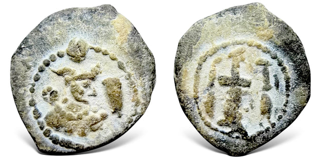 Sasanian Kings, Varhran or Bahram IV (388-399 AD). Lead Pashiz. Extremely rare.