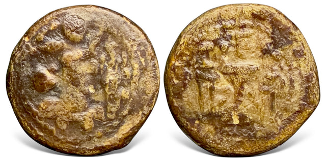 Sasanian Kings, Varhran or Bahram IV (388-399 AD). Lead Pashiz. Extremely rare.