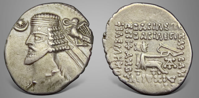 Parthian King. Phraates IV. (Circa 35-2 BC). AR Drachm. Ekbatana mint. Nice variety.