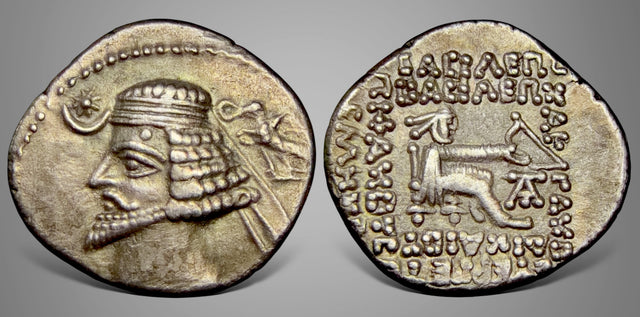 Parthian King. Phraates IV. (Circa 35-2 BC). AR Drachm. Superb.