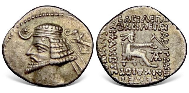 Parthian King. Phraates IV. (Circa 35-2 BC). AR Drachm. Superb.