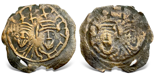 Central Asia, Hunnic Tribes, Silk Road Region, Local issue, Imitating Byzantines. AE Bracteate.