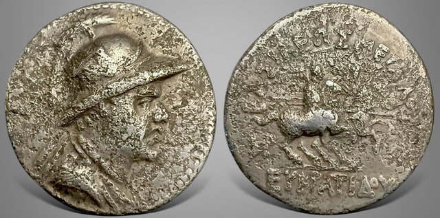 Baktrian Kings. Eukratides I. (Circa 170-145 BC). AR Drachm. Bargain price.