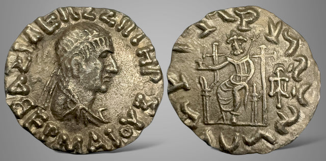 Indo-Greek Kingdom. Hermaios. (Circa 90-70 BC). AR Drachm