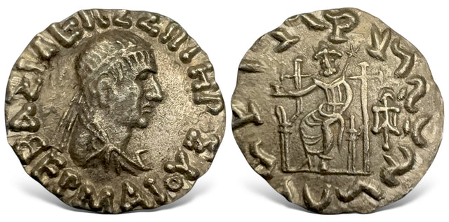 Indo-Greek Kingdom. Hermaios. (Circa 90-70 BC). AR Drachm