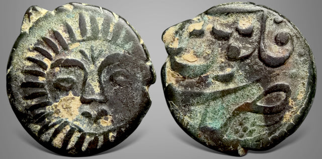 Islamic, Afghan Civic Late Copper Coinage, AE Falus. Sun face type. Attractive.