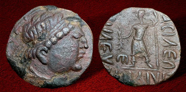India Kushans, Yueh-Chi. Anonymous. 1st century BC AE Tetradrachm.  Imitating Heliokles I of Baktria