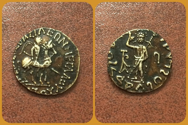 Indo-Scythians, Azes I 57-35 BC. AR Drachm.  Very rare type